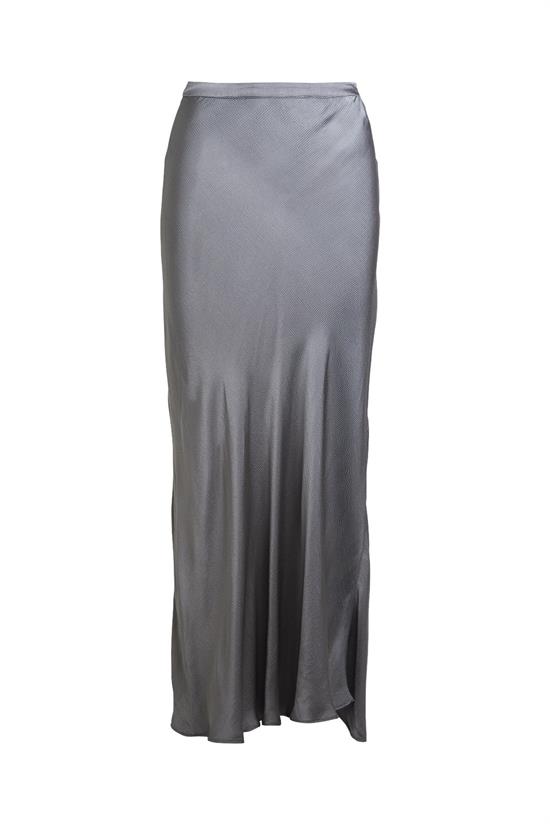 Rabens Saloner Nederdel - Alexis, Solid Hammered Bias Skirt, Grey